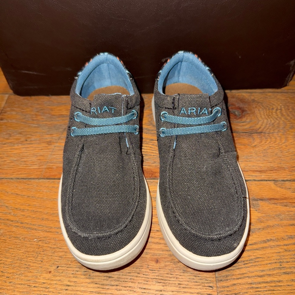 Ariat Kids' Charcoal Canvas Sneakers with Light Blue Details